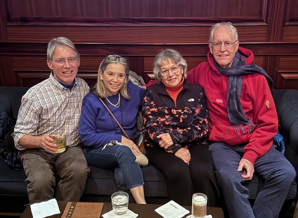 David Riss, Arlene Sanchez, Emilie Riss, and Curt Busse at Jane Goodall's memorial.